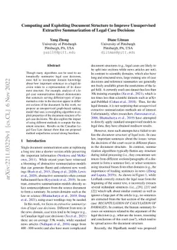 Computing and Exploiting Document Structure to Improve Unsupervised
  Extractive Summarization of Legal Case Decisions