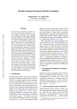 Parallel Attention Forcing for Machine Translation