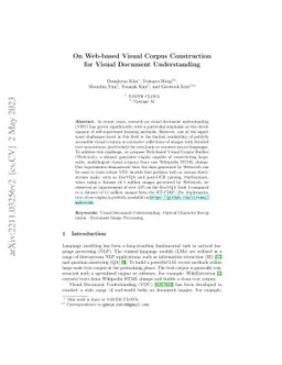 On Web-based Visual Corpus Construction for Visual Document
  Understanding