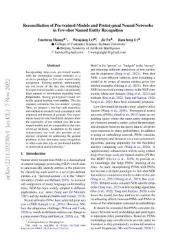 Reconciliation of Pre-trained Models and Prototypical Neural Networks in
  Few-shot Named Entity Recognition