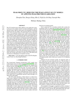 Peak-First CTC: Reducing the Peak Latency of CTC Models by Applying
  Peak-First Regularization