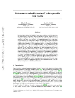 Performance and utility trade-off in interpretable sleep staging