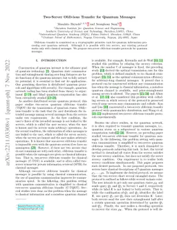 Two-Server Oblivious Transfer for Quantum Messages