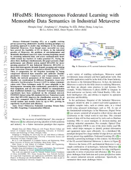 HFedMS: Heterogeneous Federated Learning with Memorable Data Semantics
  in Industrial Metaverse