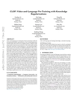 CLOP: Video-and-Language Pre-Training with Knowledge Regularizations