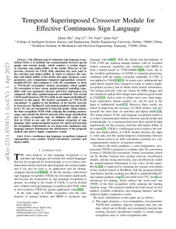 Temporal superimposed crossover module for effective continuous sign
  language