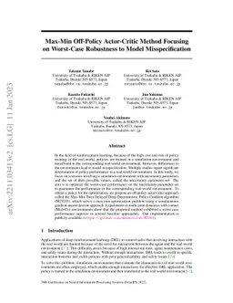 Max-Min Off-Policy Actor-Critic Method Focusing on Worst-Case Robustness
  to Model Misspecification