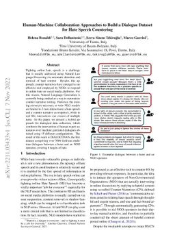 Human-Machine Collaboration Approaches to Build a Dialogue Dataset for
  Hate Speech Countering