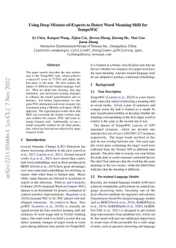 Using Deep Mixture-of-Experts to Detect Word Meaning Shift for TempoWiC