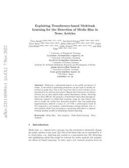 Exploiting Transformer-based Multitask Learning for the Detection of
  Media Bias in News Articles