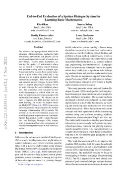 End-to-End Evaluation of a Spoken Dialogue System for Learning Basic
  Mathematics
