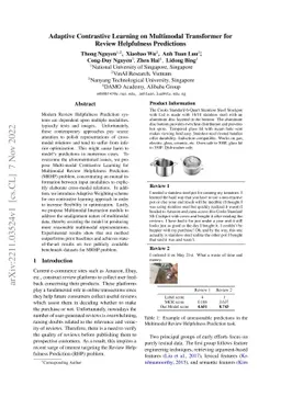 Adaptive Contrastive Learning on Multimodal Transformer for Review
  Helpfulness Predictions