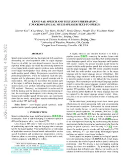 ERNIE-SAT: Speech and Text Joint Pretraining for Cross-Lingual
  Multi-Speaker Text-to-Speech