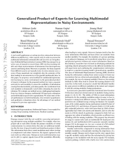 Generalized Product-of-Experts for Learning Multimodal Representations
  in Noisy Environments
