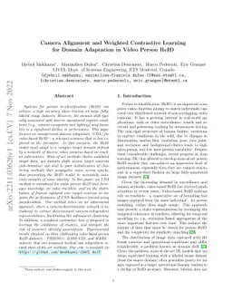 Camera Alignment and Weighted Contrastive Learning for Domain Adaptation
  in Video Person ReID