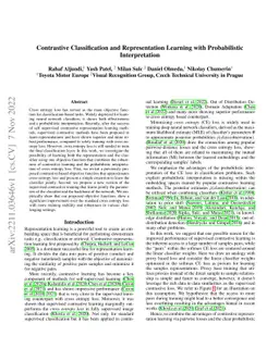 Contrastive Classification and Representation Learning with
  Probabilistic Interpretation