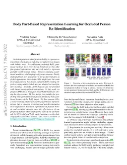 Body Part-Based Representation Learning for Occluded Person
  Re-Identification
