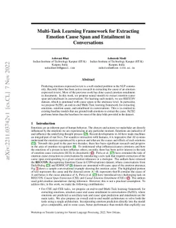 Multi-Task Learning Framework for Extracting Emotion Cause Span and
  Entailment in Conversations
