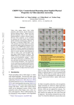 CRIPP-VQA: Counterfactual Reasoning about Implicit Physical Properties
  via Video Question Answering