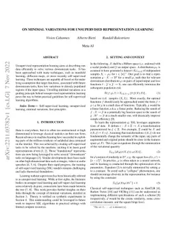 On minimal variations for unsupervised representation learning