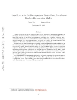 Lower Bounds for the Convergence of Tensor Power Iteration on Random Overcomplete Models