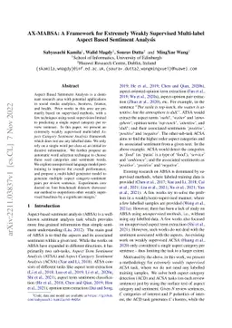 AX-MABSA: A Framework for Extremely Weakly Supervised Multi-label Aspect
  Based Sentiment Analysis