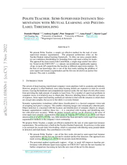 Polite Teacher: Semi-Supervised Instance Segmentation with Mutual
  Learning and Pseudo-Label Thresholding