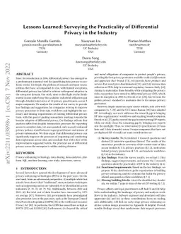 Lessons Learned: Surveying the Practicality of Differential Privacy in
  the Industry