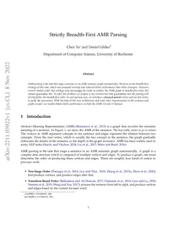 Strictly Breadth-First AMR Parsing