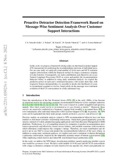 Proactive Detractor Detection Framework Based on Message-Wise Sentiment
  Analysis Over Customer Support Interactions