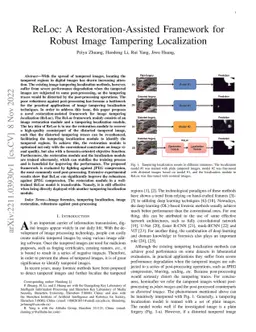 ReLoc: A Restoration-Assisted Framework for Robust Image Tampering
  Localization