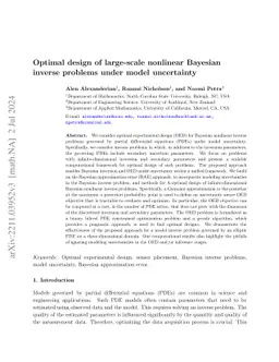 Optimal design of large-scale nonlinear Bayesian inverse problems under
  model uncertainty