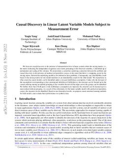 Causal Discovery in Linear Latent Variable Models Subject to Measurement
  Error