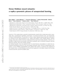 Dense Hebbian neural networks: a replica symmetric picture of
  unsupervised learning