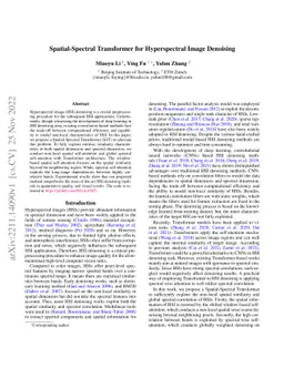 Spatial-Spectral Transformer for Hyperspectral Image Denoising