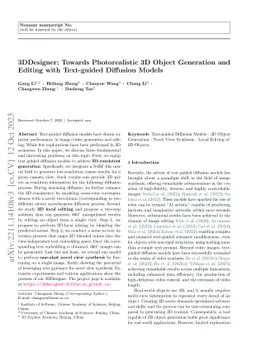 3DDesigner: Towards Photorealistic 3D Object Generation and Editing with
  Text-guided Diffusion Models