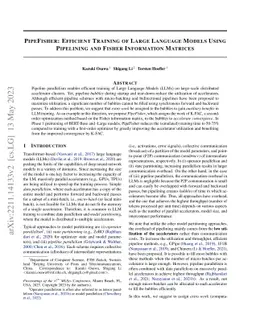 PipeFisher: Efficient Training of Large Language Models Using Pipelining
  and Fisher Information Matrices