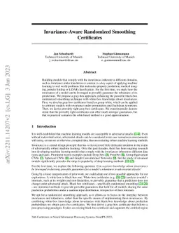 Invariance-Aware Randomized Smoothing Certificates