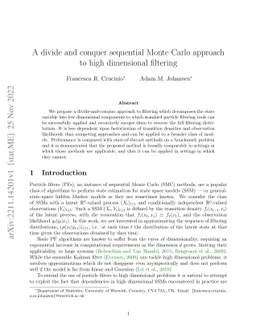 A divide and conquer sequential Monte Carlo approach to high dimensional
  filtering