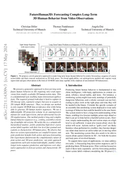FutureHuman3D: Forecasting Complex Long-Term 3D Human Behavior from
  Video Observations