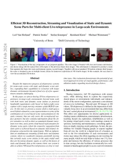 Efficient 3D Reconstruction, Streaming and Visualization of Static and
  Dynamic Scene Parts for Multi-client Live-telepresence in Large-scale
  Environments