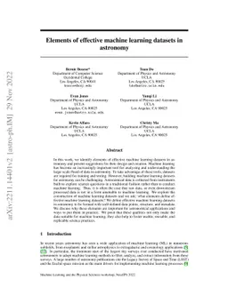 Elements of effective machine learning datasets in astronomy