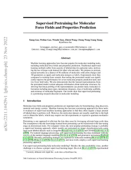 Supervised Pretraining for Molecular Force Fields and Properties
  Prediction