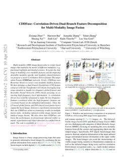 CDDFuse: Correlation-Driven Dual-Branch Feature Decomposition for
  Multi-Modality Image Fusion