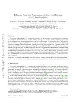 Enhancing Constraint Programming via Supervised Learning for Job Shop
  Scheduling