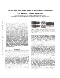 Learning Single Image Defocus Deblurring with Misaligned Training Pairs