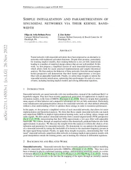 Simple initialization and parametrization of sinusoidal networks via
  their kernel bandwidth