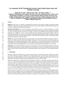 An Automatic SOAP Classification System Using Weakly Supervision And
  Transfer Learning