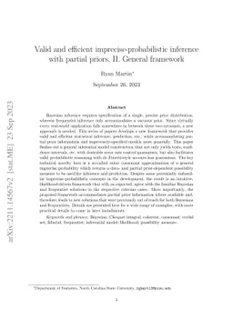 Valid and efficient imprecise-probabilistic inference with partial
  priors, II. General framework