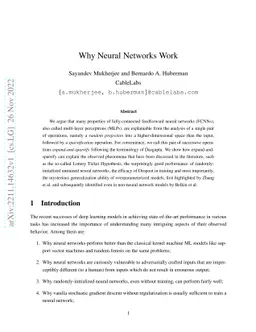 Why Neural Networks Work